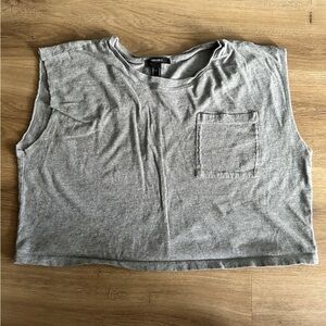 Forever 21 Gray Sleeveless Cropped Tank with Pocket - Size Small- EUC